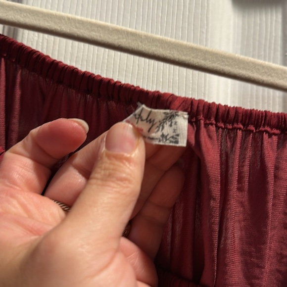 Free People Intimately Another Round Burgundy Satin Peasant Bodysuit M - Picture 3 of 9